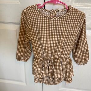 Quincy Mae Brown Gingham skirted romper